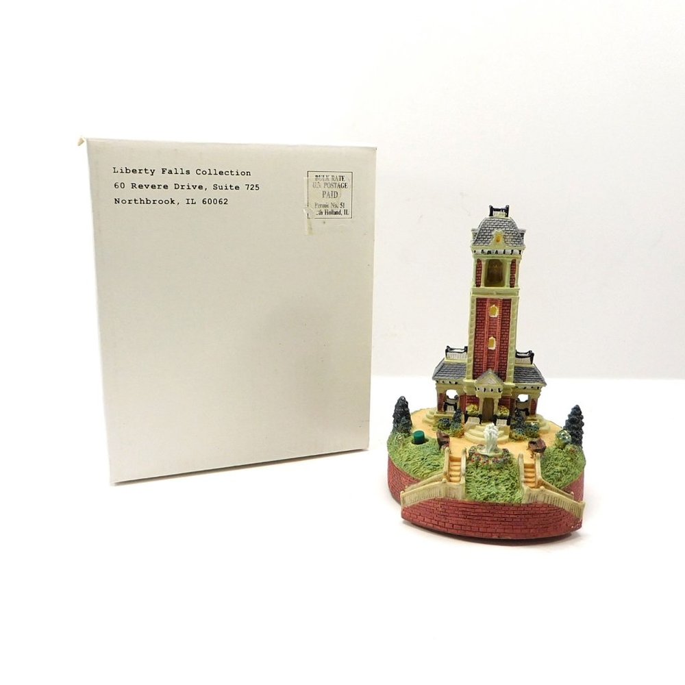 Liberty Falls Bell Tower Music Box Musical Figurine AH333 Works! SEE VIDEO